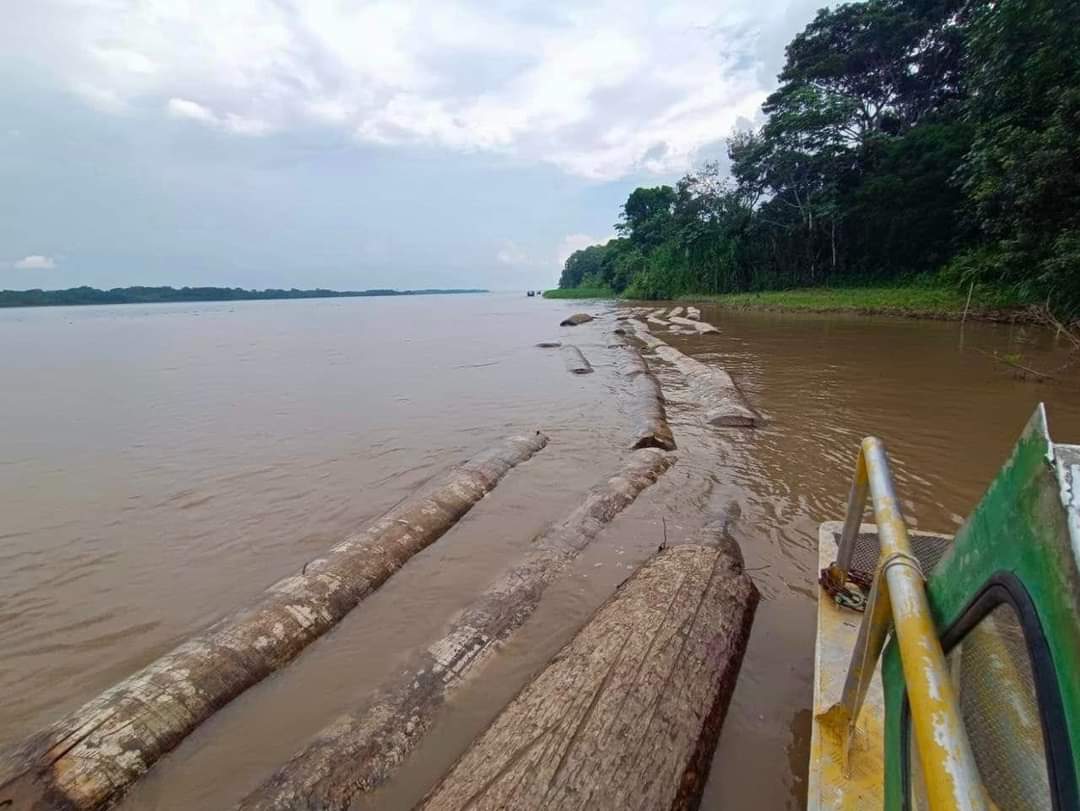 Gerfor encuentra trozas de madera rolliza en aparente estado de abandono en el río Marañón