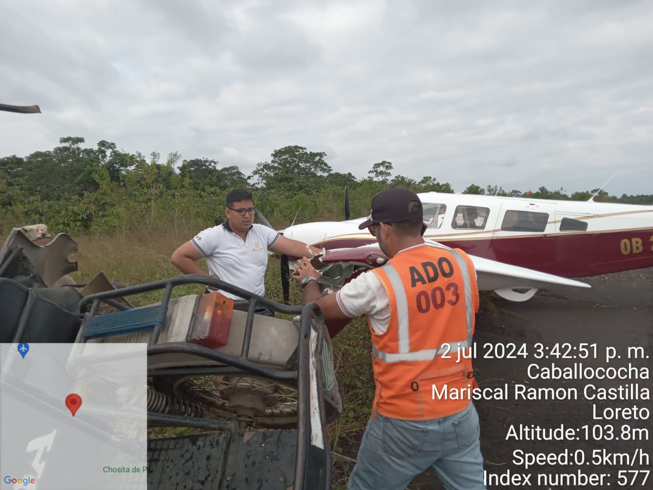 Mototaxista herido tras impactar contra avioneta en Caballococha