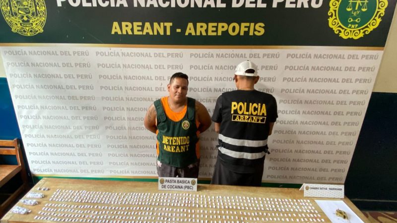 Sujeto cae con más de 1000 ketes de pasta básica de cocaína